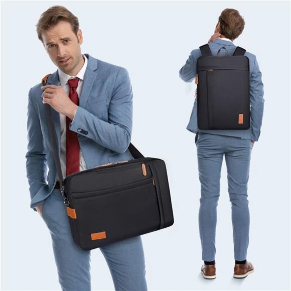 Men\'s Laptop Messenger Bag, 17-17.3 Inch Laptop Backpack  (Black) main image 5